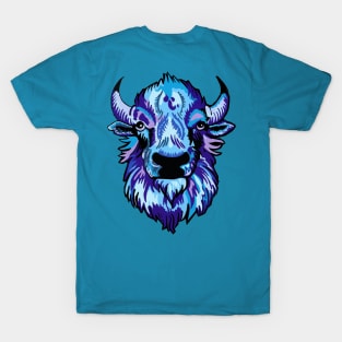 Mindful Vivid Buffalo in Purple & Light Blue T-Shirt